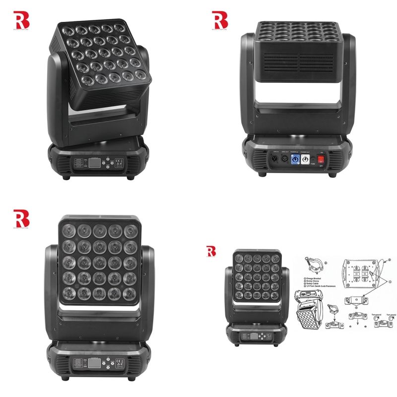 DMX Indoor 25*10W 4in1 LED Matrix Zoom Wash Κινούμενο φως κεφαλής για γαμήλιο γεγονός