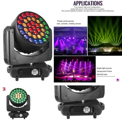 Φως πλύσης σκηνής Beeye 37 * 15w κινητό κεφάλι Φως RGBW Beam Zoom Disc DMX